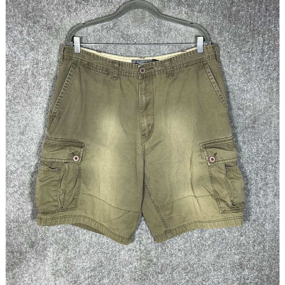 Foot Locker Cargo Shorts Mens Size 38 Green Faded Cotton Pockets‎